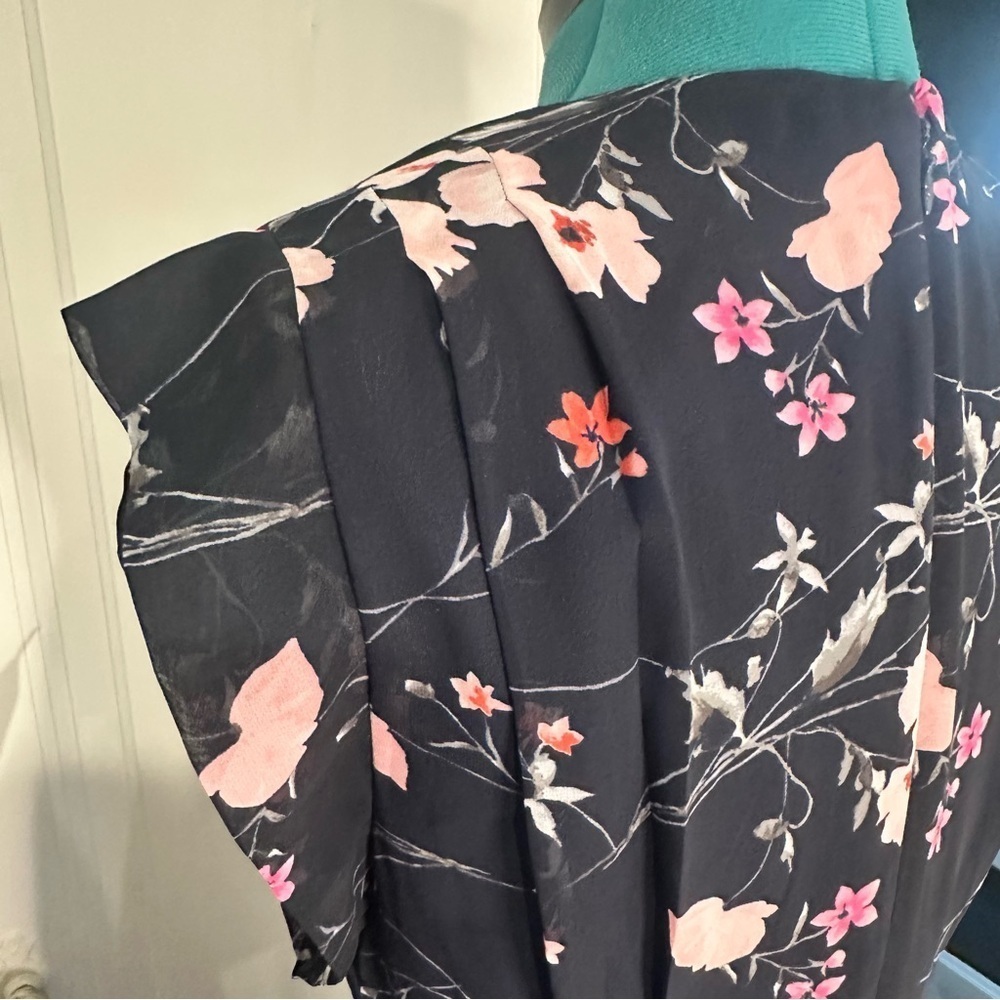 Eliza J Floral High/Low Faux Wrap Chiffon Dress size 4 - Picture 9 of 16